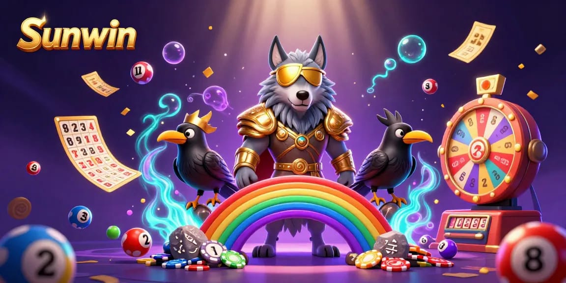 Engage in thrilling wins at Sunwin with dynamic lottery and casino game elements lighting up the scene.
