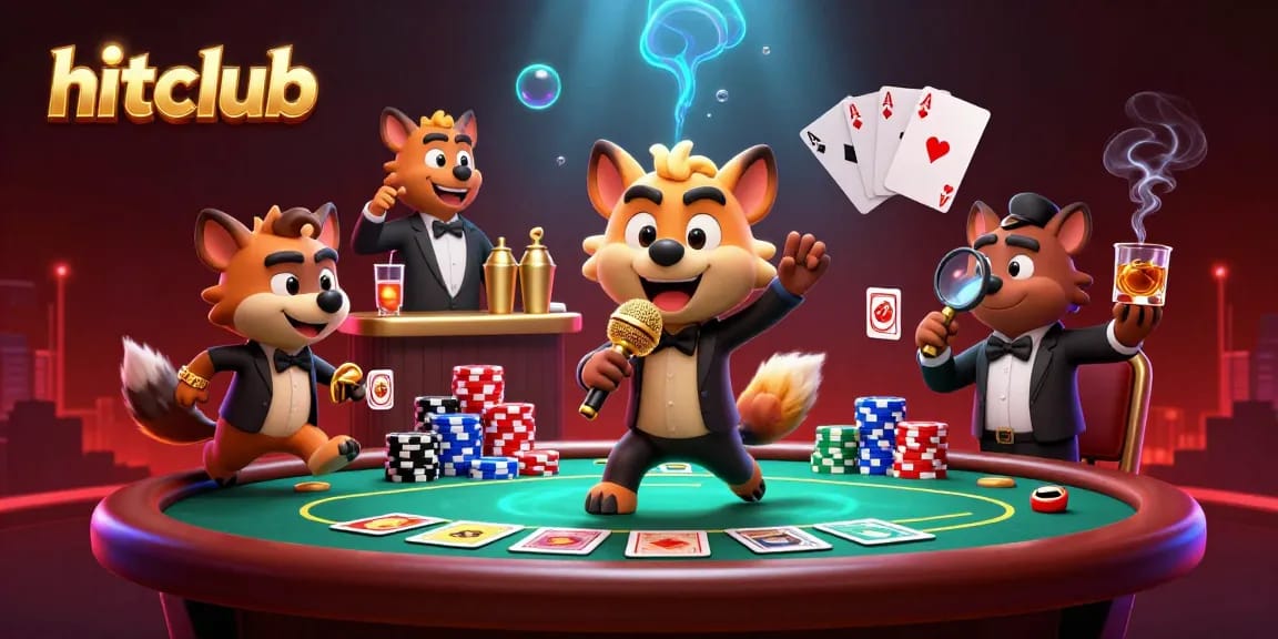 Experience the thrilling hitclub casino atmosphere with hyenas comedian, bartender, and bouncer in a vibrant scene.