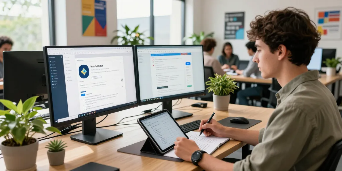 Build internal tools with AI in a modern tech workspace featuring collaborative team discussions and no-code platform interface.