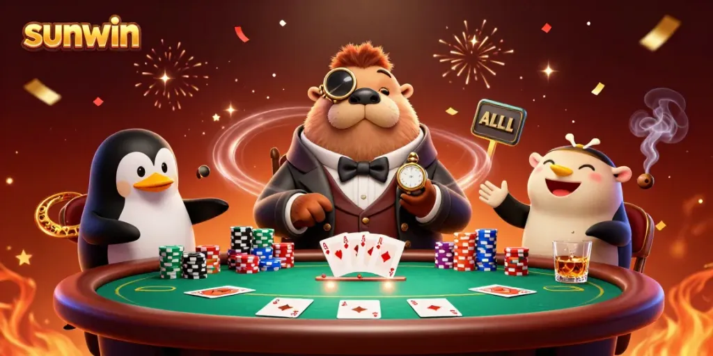 Experience thrilling gameplay with sunwin at an underwater poker table featuring colorful chips and delightful characters.