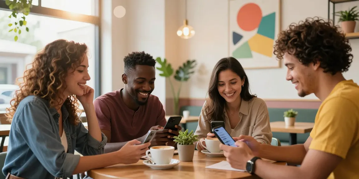 Engaging couples at https://f168.dating/ enjoying modern dating in a cafe setting.