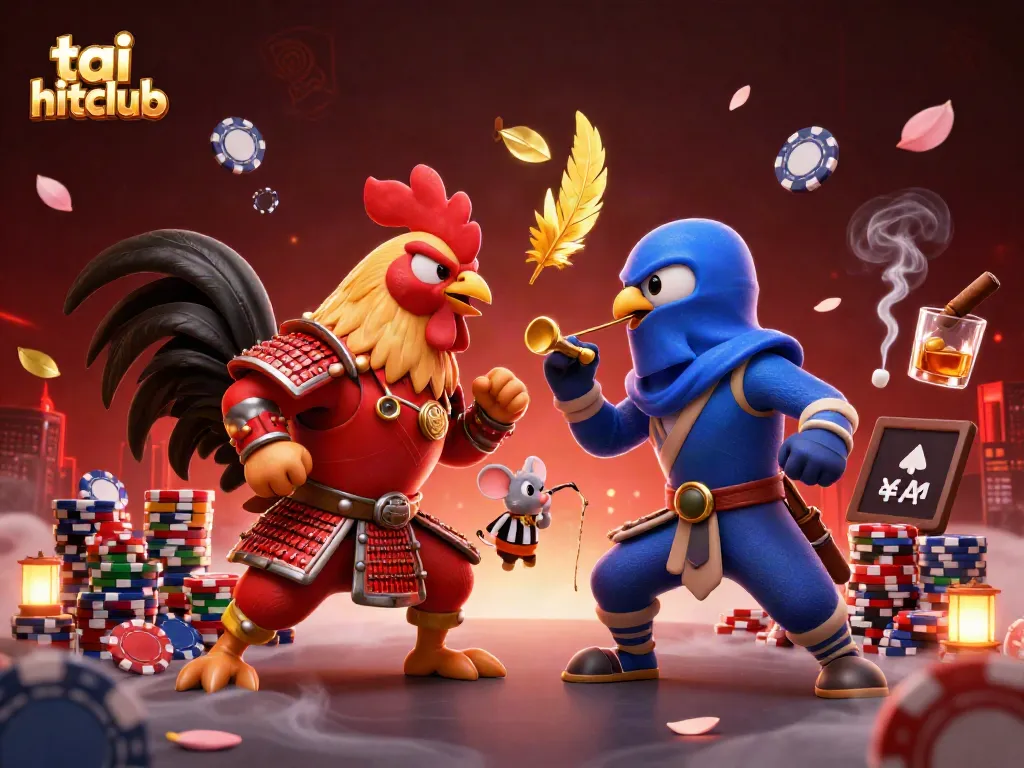 Engage in thrilling action at tai hitclub with dynamic battling roosters in a lively casino setting.