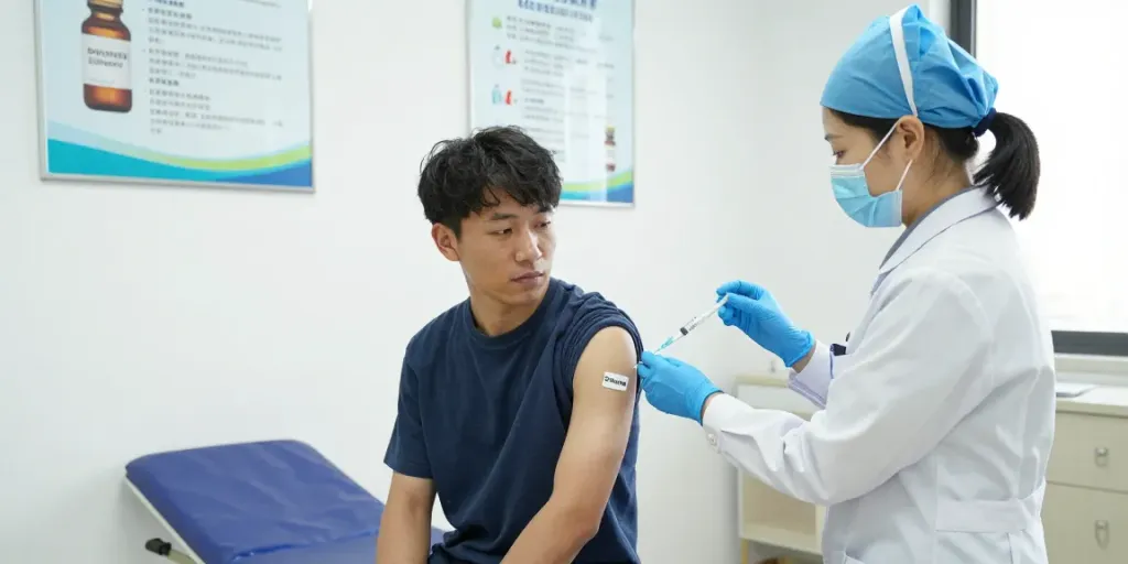 Gordelroos vaccinatie in een medische setting met patiënt en verpleegkundige.