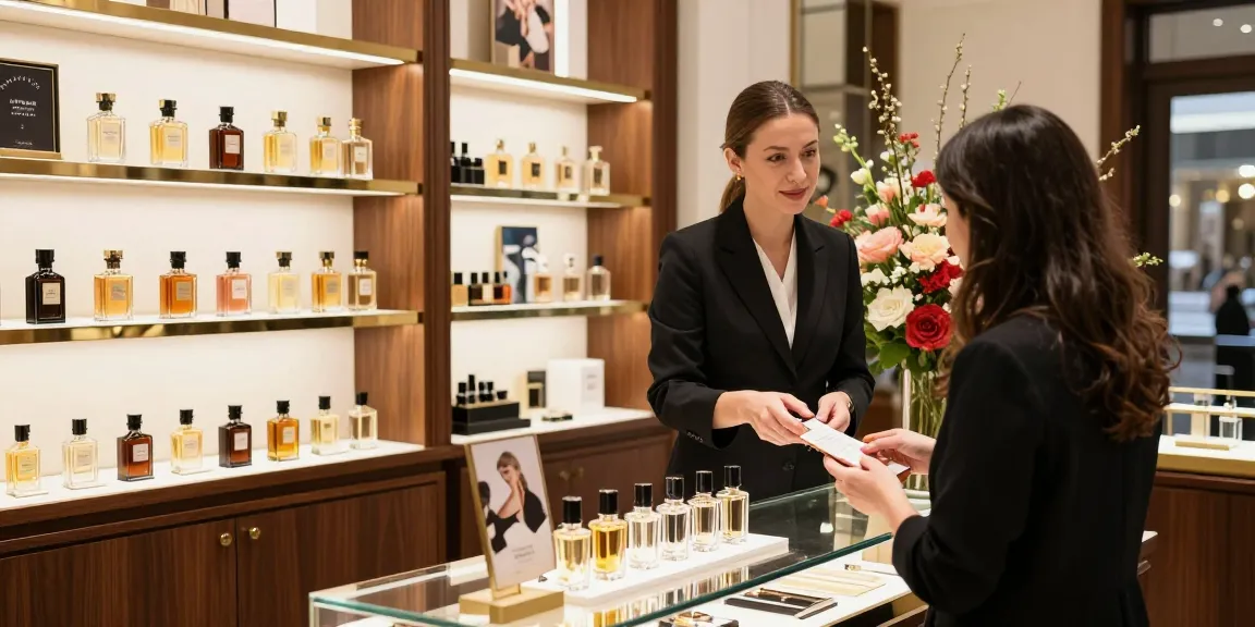 Ontdek Arabisch parfum in een elegante parfumerie met een vriendelijke verkoper.