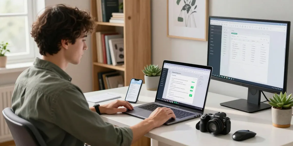 Download WPS Office in a modern home office setting with a laptop and productivity tools visible.